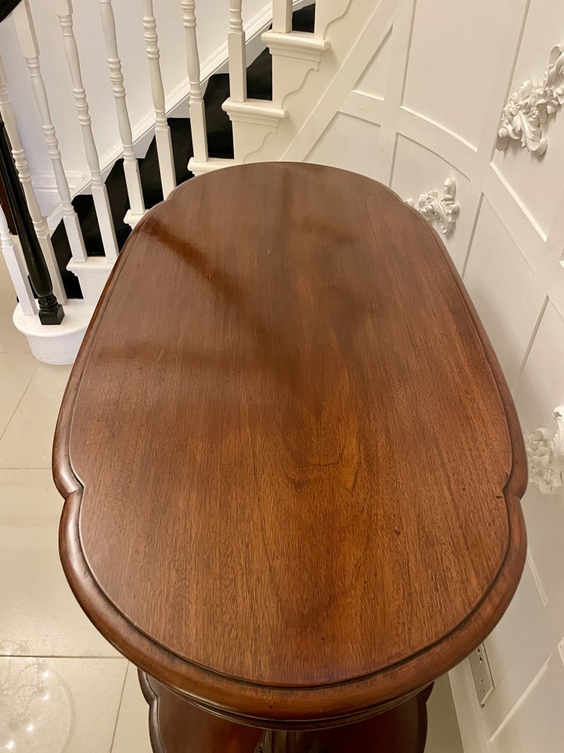 Large Antique Mahogany Oval Shaped Freestanding Serving/Console Table - Image 3